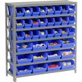 Global Equipment Steel Shelving with Total 36 4"H Plastic Shelf Bins Blue, 36x18x39-7 Shelves 603436BL